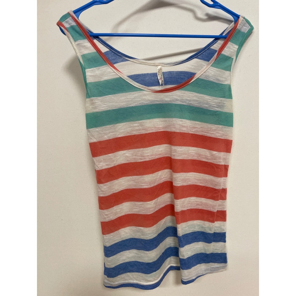 Color Story Womens Striped Tank Top Multi-Color Scoop Neck Sleeveless Size M